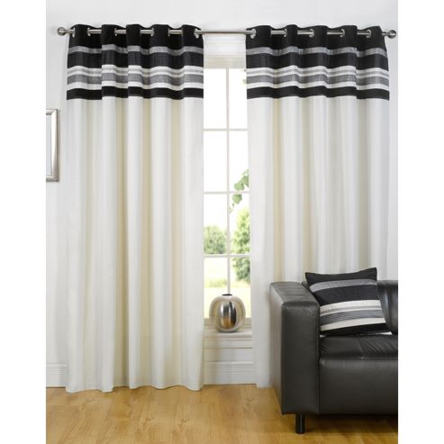 Image of Dreams N Drapes Kendal Black 90x72 Eyelet Lined Eyelet Curtains