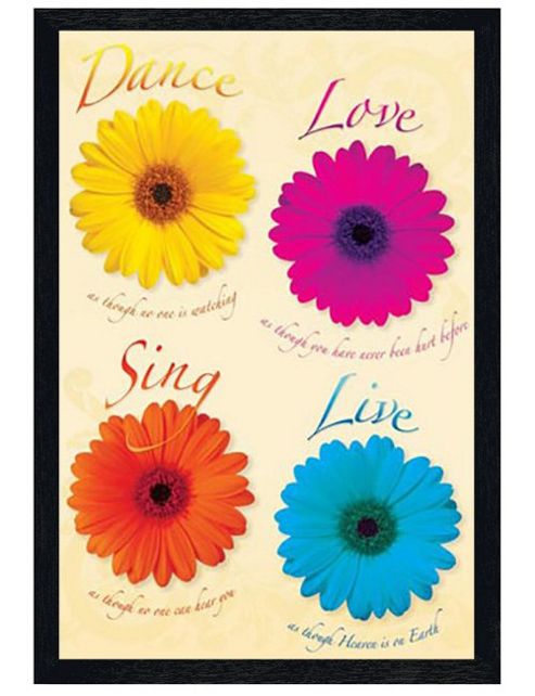 Image of Inspirational Quotes Black Wooden Framed Dance, Love, Sing, Live Poster