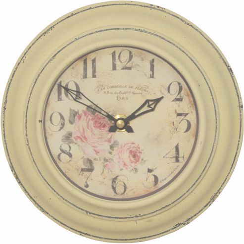 Image of Roger Lascelles Clocks Cream Tin Florist Dial Wall Clock