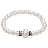 Cream Pearl Stretch Bracelet with Clear Glass Bead
