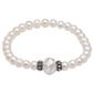 Cream Pearl Stretch Bracelet with Clear Glass Bead