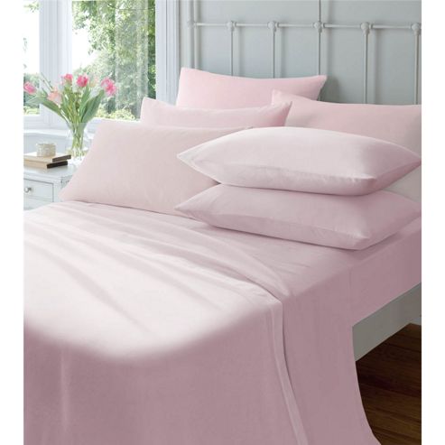 Image of Catherine Lansfield Home Cosy Corner 145gsm Plain Dyed Flette Pillowcases Pink