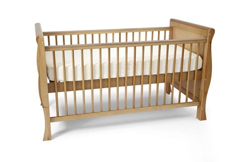 Image of Scarlett Sleigh Cot Bed/todler Bed & Foam Mattress - Country Pine