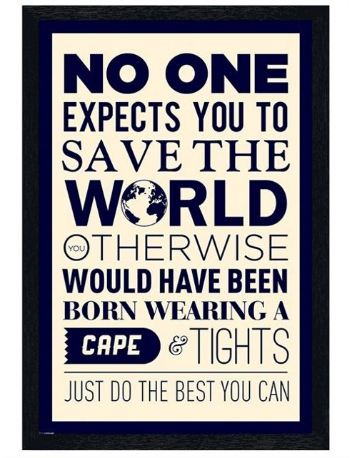 Image of Black Wooden Framed Save The World Poster