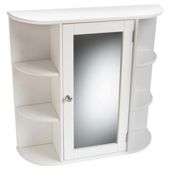 Mirrored White Wall Cabinet with side shelves
