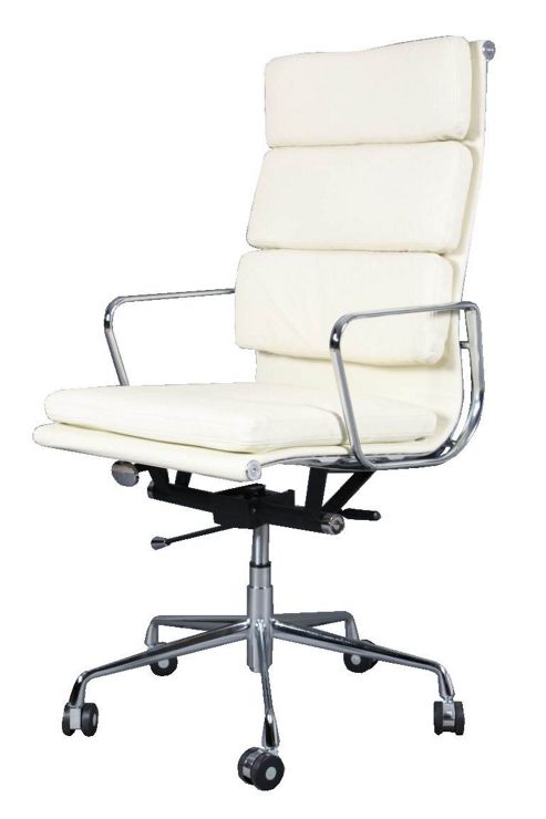 Image of Eames Ea219 Inspired High Back Soft Pad Ivory White Leather Office Chair