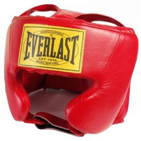 Image of Everlast Leather Head Guard Red - Red