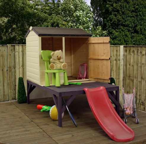 Image of Tower + Slide Playhouse 4ft X 3ft (6ft X 10ft With Slide And Tower)