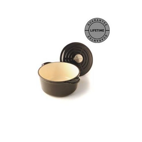 Image of Linea Black 21cm Round Cast Iron Casserole In Black
