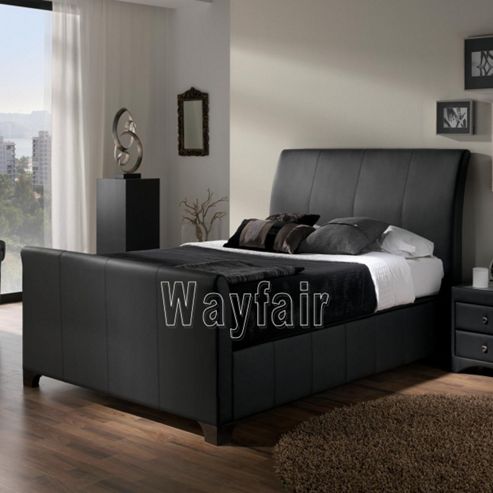 Image of Kaydian Allendale Leather Ottoman Storage Bed - King - Black
