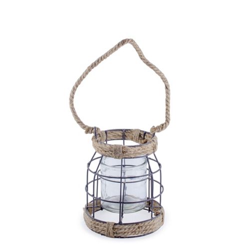 Image of 'carlo' Metal & Rope Seaside Design 18cm Garden Lantern