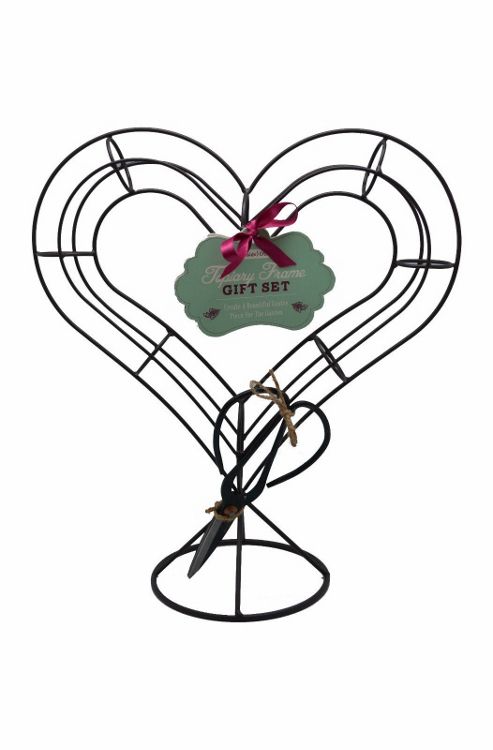 Image of Heart Shape Cast Iron Topiary Set With Quality Topiary Shears