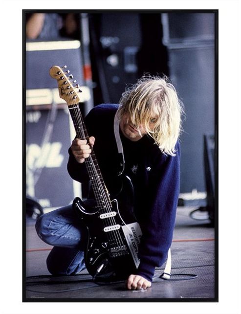 Image of Kurt Cobain Gloss Black Framed Grunge God Poster