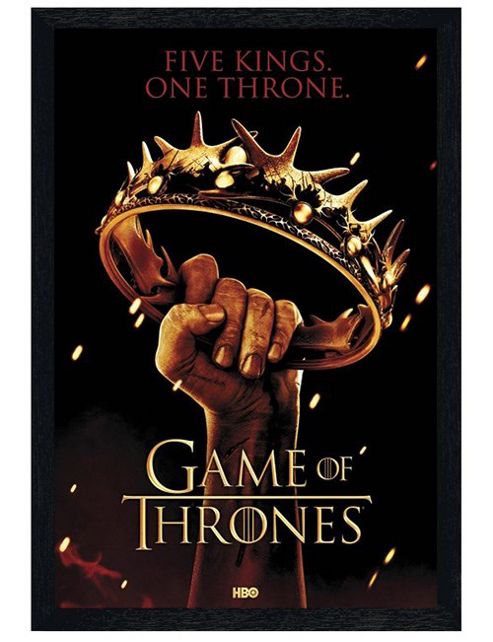 Image of Game Of Thrones Black Wooden Framed Five Kings. One Throne. Got Poster