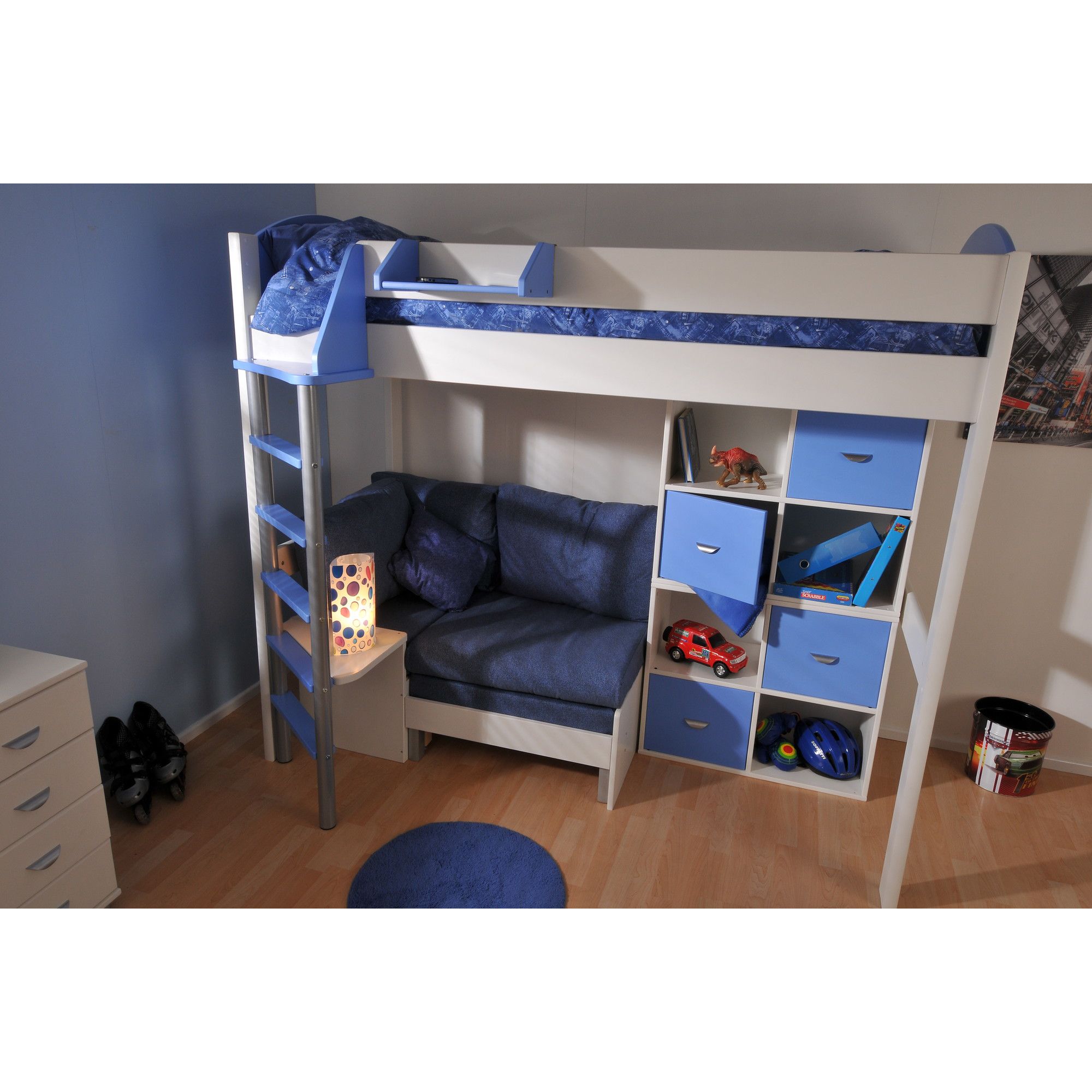 Stompa Casa High Sleeper Sofa Bed with 8 Cube Unit - Antique - Black - Lilac at Tesco Direct