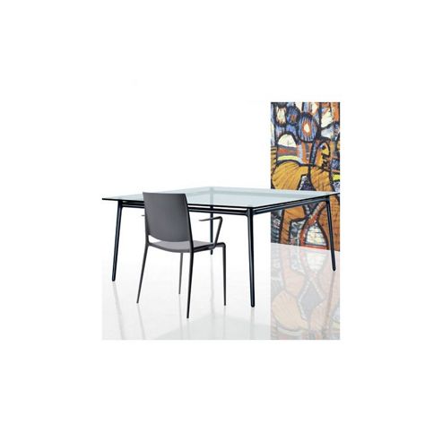 Image of Rexite Alex Dining Table - Sand - Transparent Glass