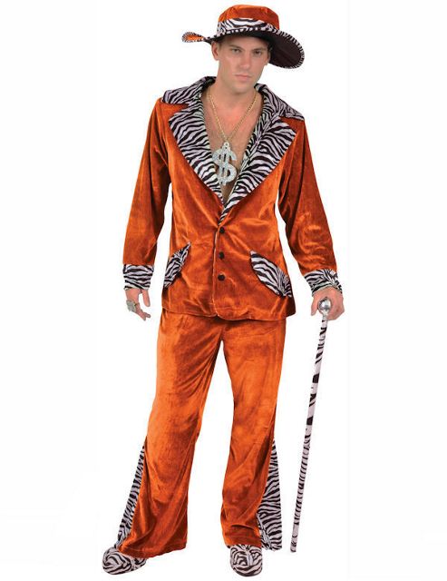 Image of Orange Pimp Costume & Hat Extra Large