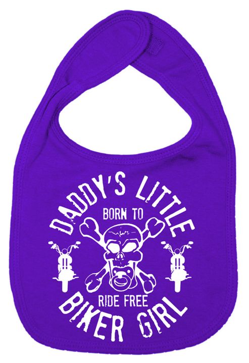 Image of Dirty Fingers Daddy's Little Biker Girl Baby Bib Purple