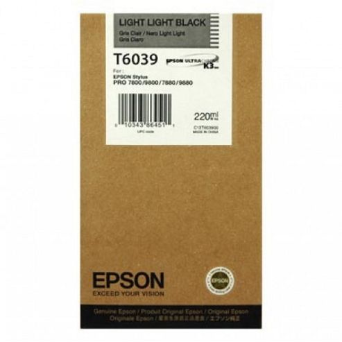 Image of Epson T6039 (220ml) Light Light Black Ink Cartridge For Stylus Pro 7800/7880/9800/9880 Printers