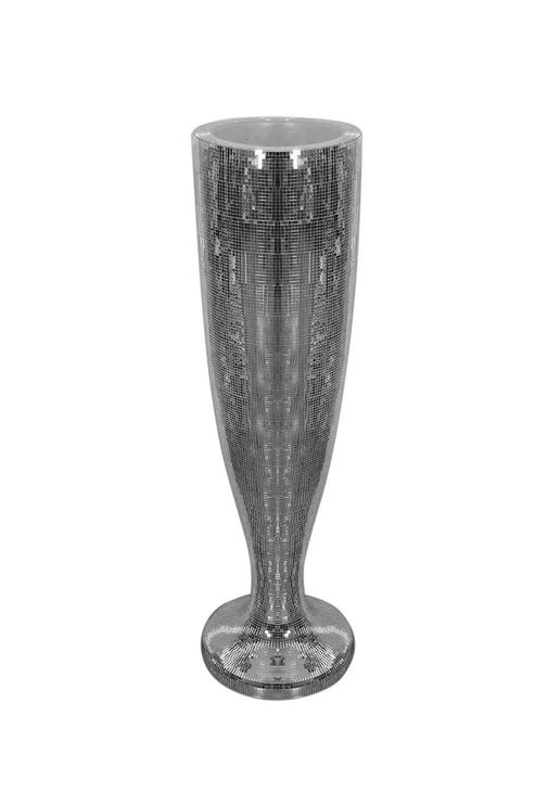 Image of Large Modern Sparkling Silver Mirror Mosaic Vase 104cm X 26cm X 26cm