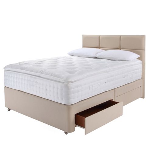 Image of Relyon Single Divan Bed- Natural Cashmere Padded Top, 4 Drawer