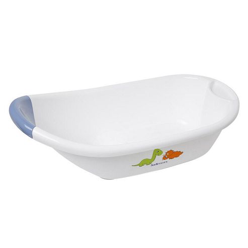 Image of Safetots Dinosaur Ergonomic Baby Bath White With Blue Trim