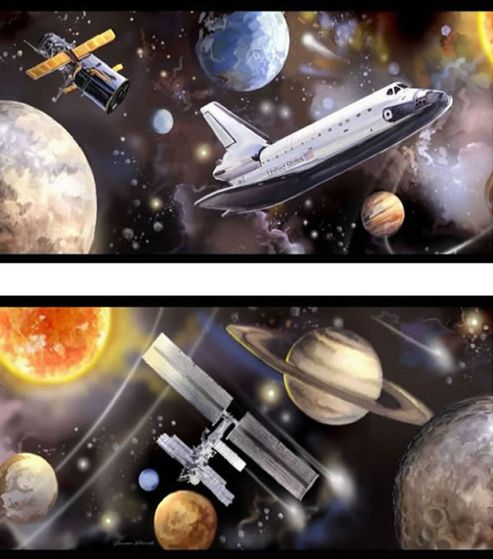 Image of Space Mission And Planets Border