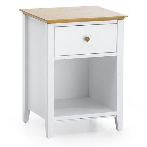Image of Serene Furnishings Grace 1 Drawer Bedside Table - Golden Cherry With Opal White