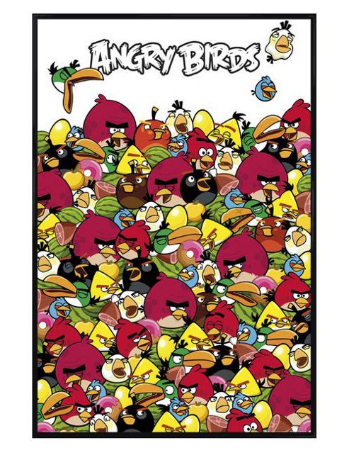 Image of Angry Birds Gloss Black Framed Pile Up! Poster