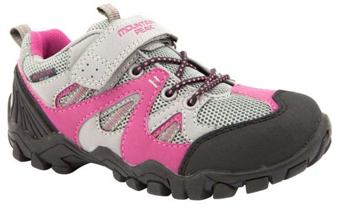 Image of Mountain Peak Girls Outback Grey And Pink Walking Trainers - Grey