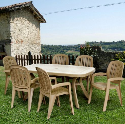 Image of Nardi Toscana 7 Piece Rectangular Dining Set - Havana