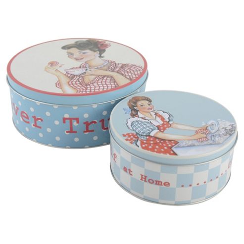 Image of Retro Ladies Cake Tin Set Of 2