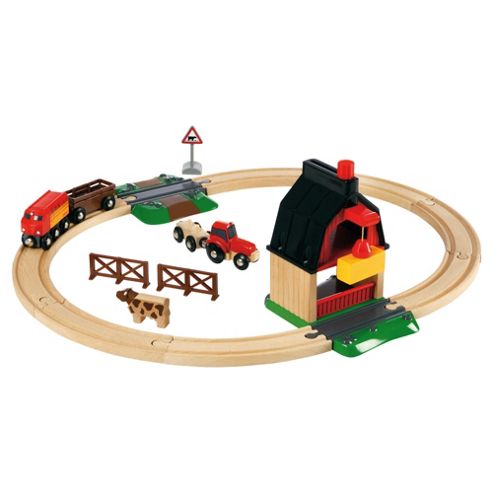 Image of Brio Farm Railway Set, Wooden Toy