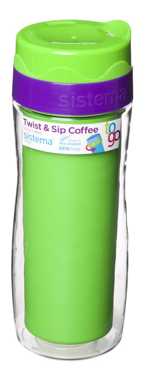 Image of Sistema Twist 'n' Sip Large Coffee To Go Travel Mug 490ml, Green