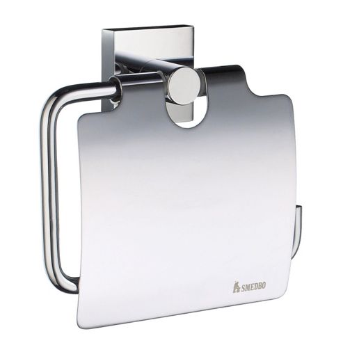 Image of Smedbo House Toilet Paper Holder With Lid - Polished Chrome
