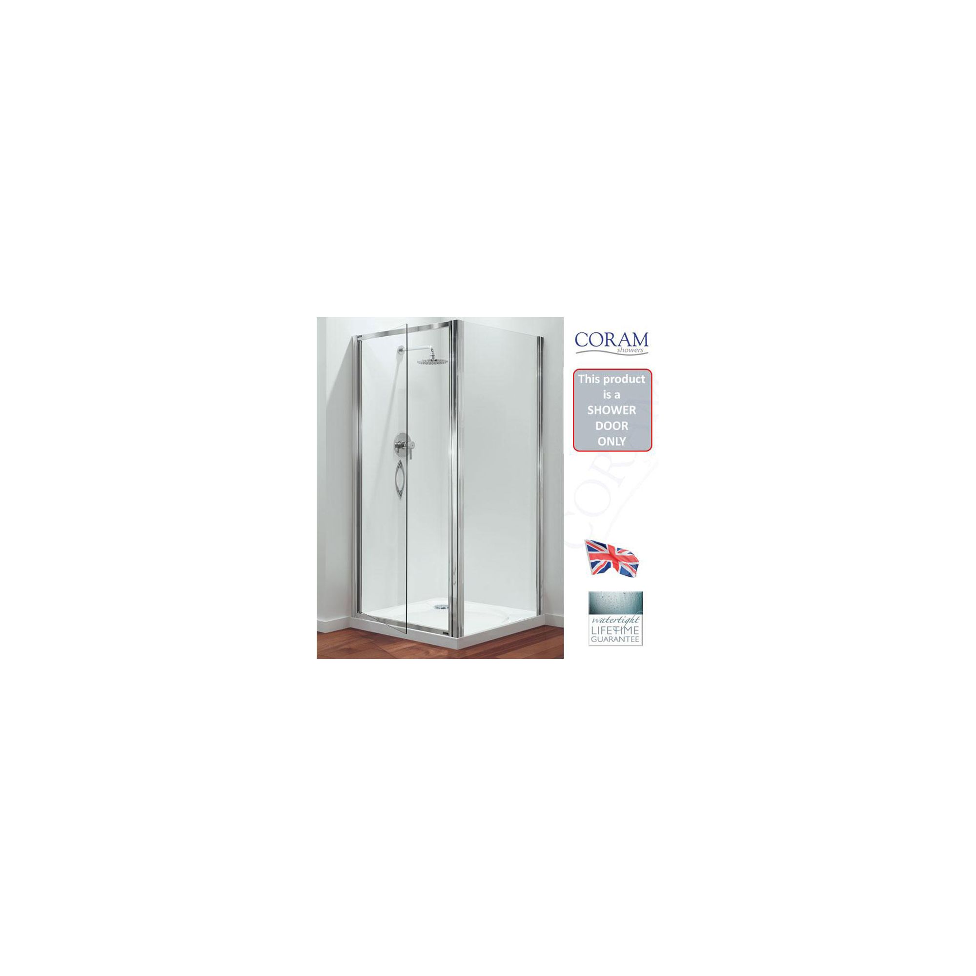 Coram Premier Swing Shower Door, 760mm Wide, Polished Silver Frame, 6mm Plain Glass at Tesco Direct