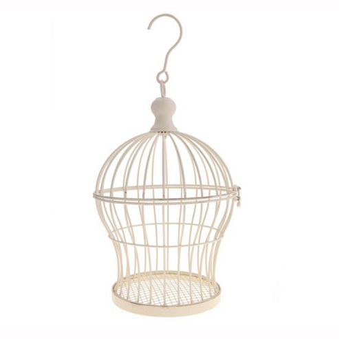 Image of Vintage - Hanging Decorative Metal Bird Cage - Cream
