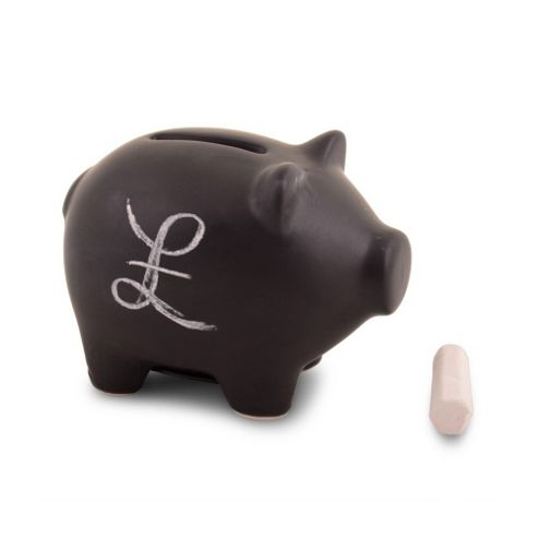 Image of Blackboard Ceramic Piggy Bank Money Box With Chalk