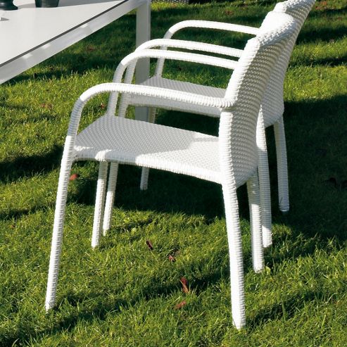 Image of Varaschin Cafeplaya Dining Chair With Arms By Varaschin R And D (set Of 2) - White - Panama Azzurro