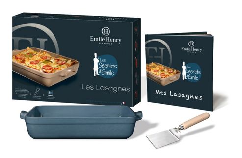 Image of Emile Henry Lasagne Dish & Server Gift Set, Bleu Pavot