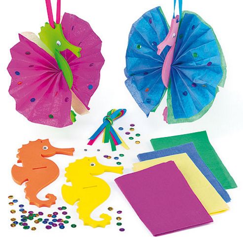 Image of 3d Crinkle Seahorse Decoration Kits (pack Of 4)