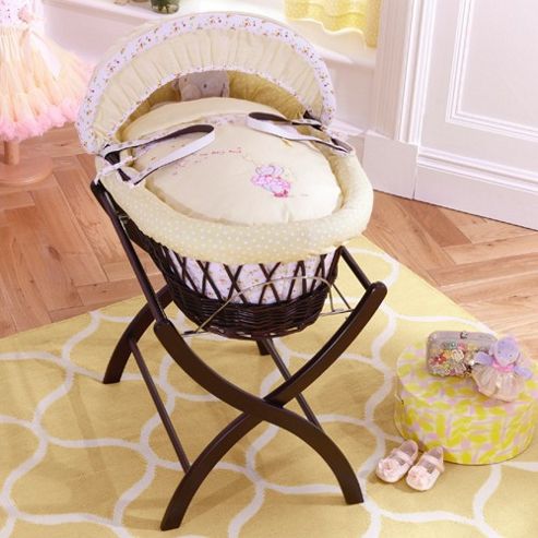 Image of Izziwotnot Humphreys Lottie Fairy Dark Wicker Moses Basket (princess Primrose)