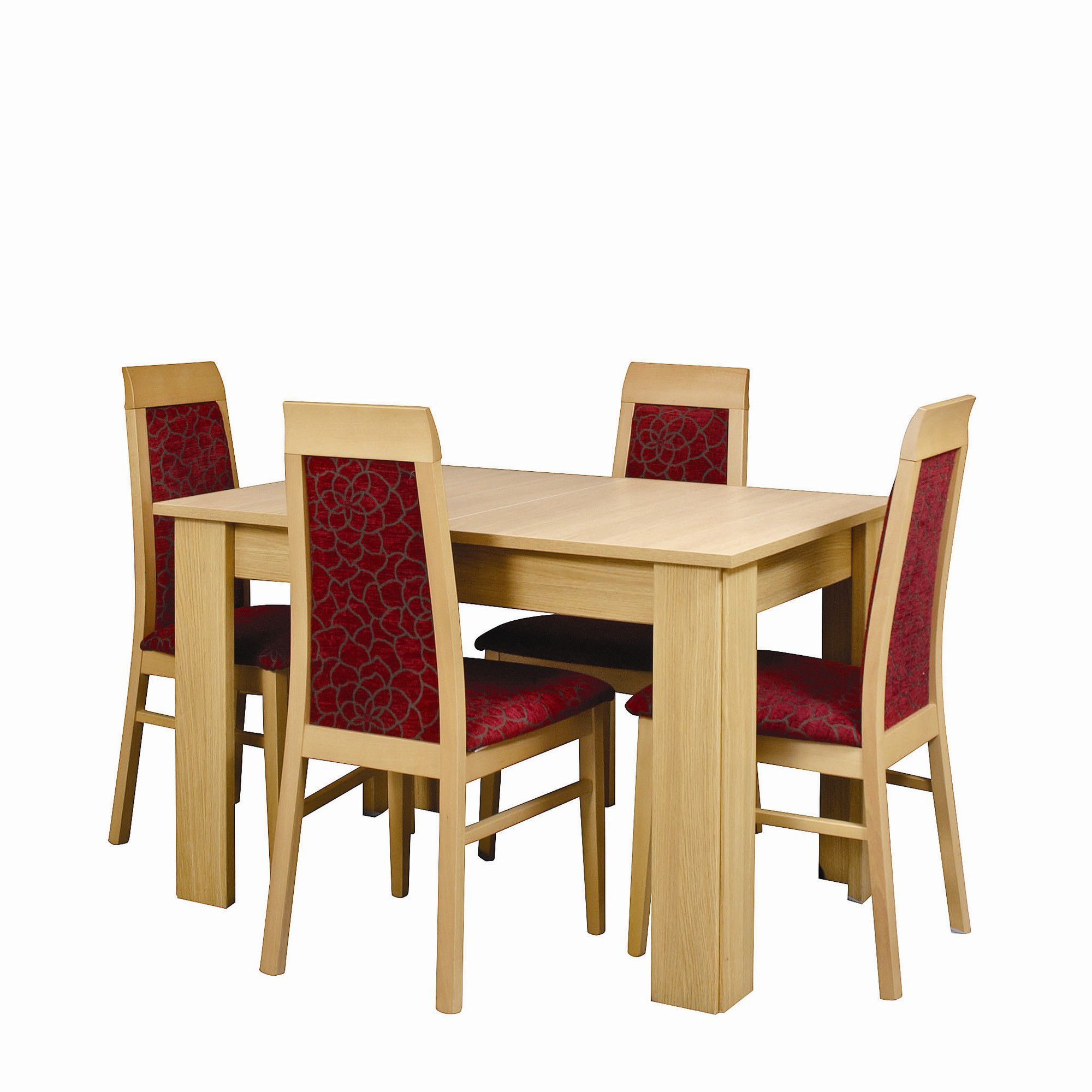 Caxton Huxley 4 Leg Compact Extending Dining Table with 4 Chairs in Light Oak at Tesco Direct