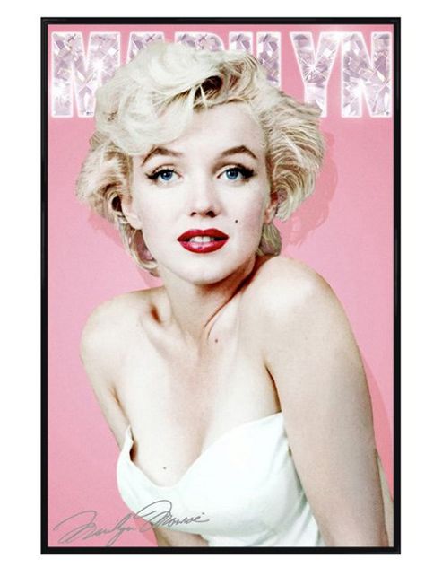 Image of Marilyn Monroe Gloss Black Framed Diamonds Are A Girl's Best Friend Poster