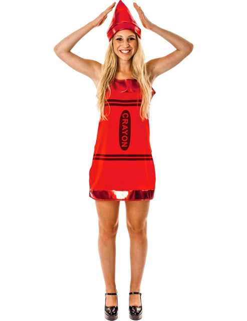 Image of Women's Red Crayon Fancy Dress Costume Small