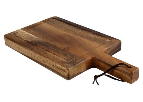 Image of T&g Acacia Tuscany Small Chunky Handled Chopping Board With Groove