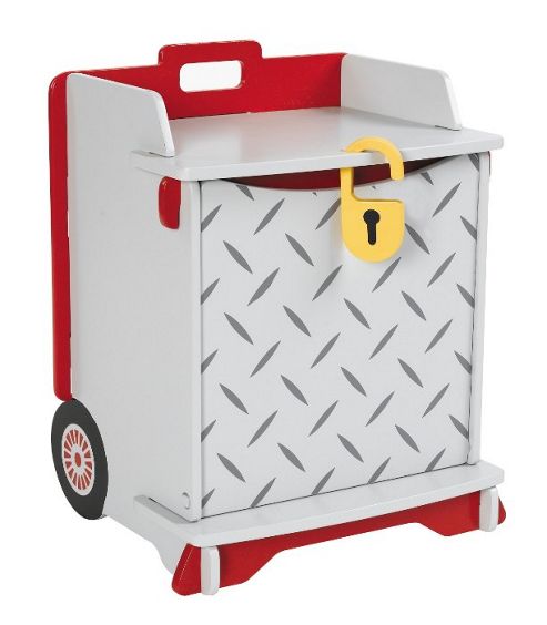 Image of Kidsaw Theme Racing Car Bedside Table In Red And White