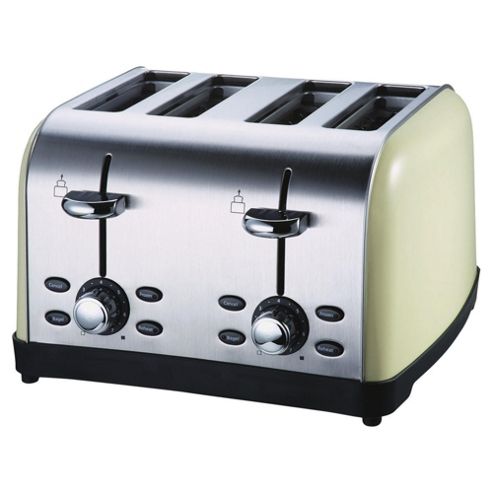 Image of Tesco 4 Slice Ss Colour Toaster - Cream