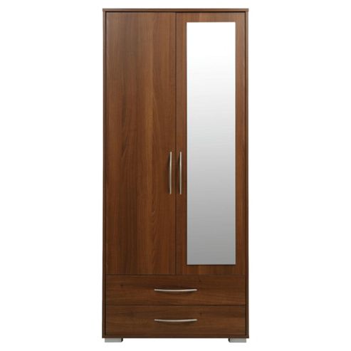 Image of Newport Double 2 Drawer Wardrobe With Mirror Walnut