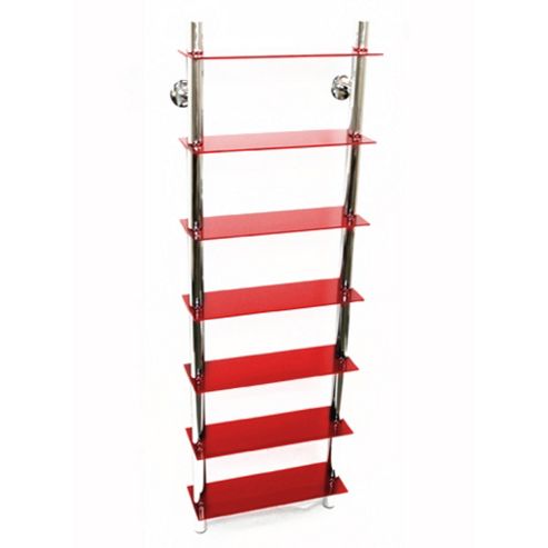 Image of Matrix - Wall Mounted Glass Cd Media / Bathroom Storage Shelves - Red